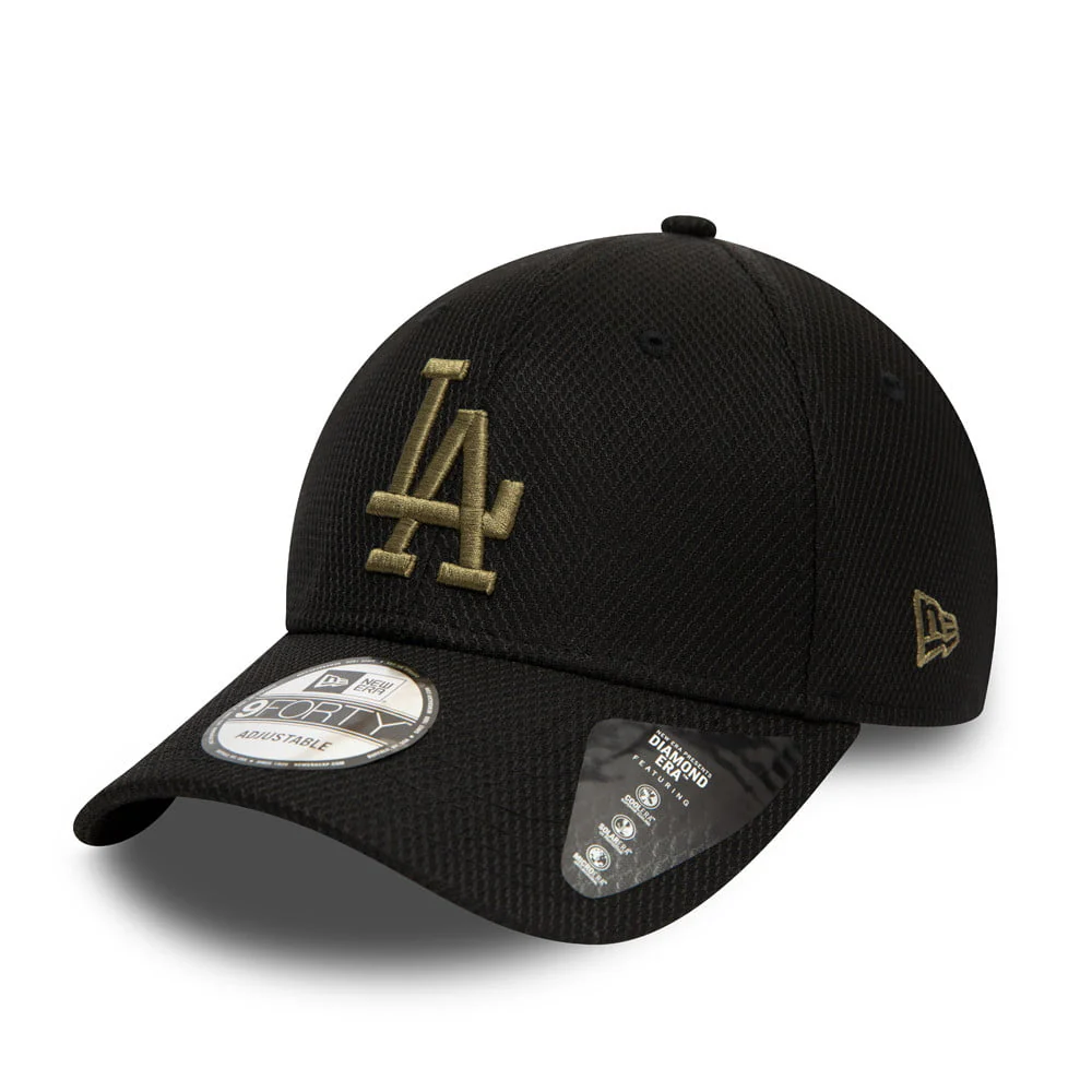 New Era 9FORTY L.A. Dodgers Baseball Cap - MLB Diamond Era - Schwarz-Olivgrün