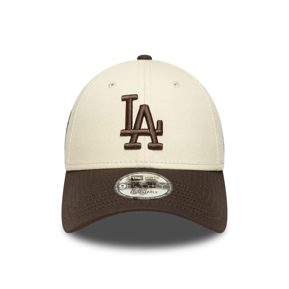 New Era 9FORTY L.A. Dodgers Baseball Cap - MLB Side Patch - Cremefarben-Braun - Image 2