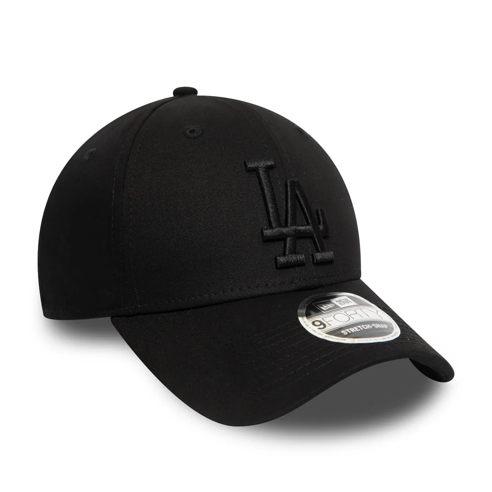 New Era 9FORTY L.A. Dodgers Baseball Cap MLB Stretch Snap - Schwarz auf Schwarz - Image 3