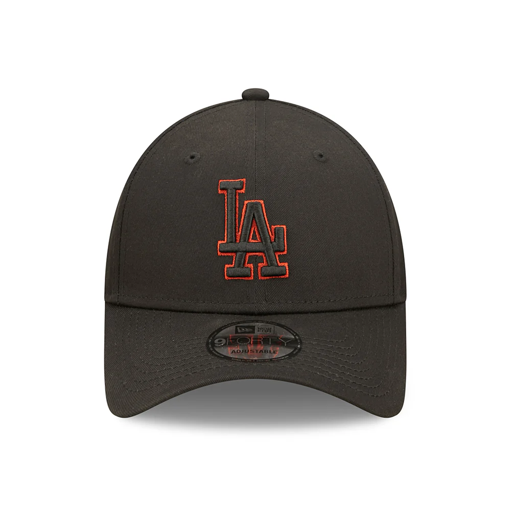 New Era 9FORTY L.A. Dodgers Baseball Cap - MLB Team Outline - Schwarz-Rot - Image 2