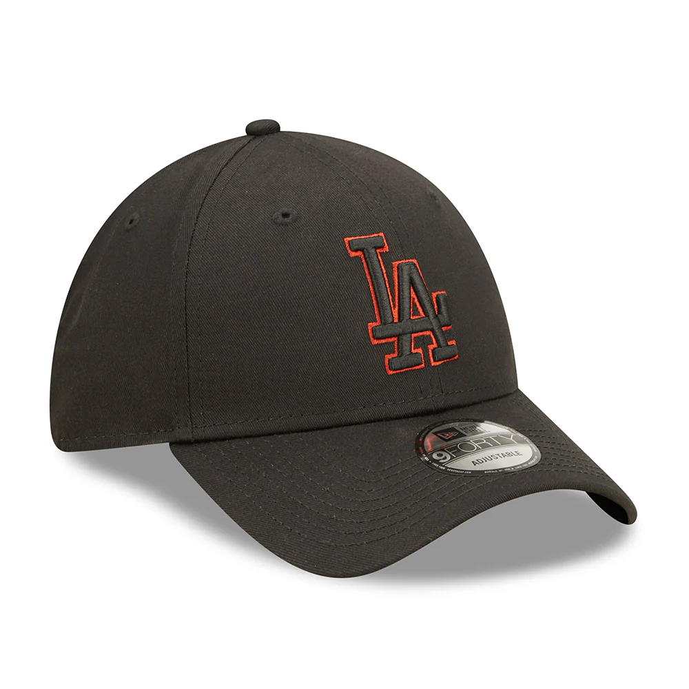 New Era 9FORTY L.A. Dodgers Baseball Cap - MLB Team Outline - Schwarz-Rot - Image 3