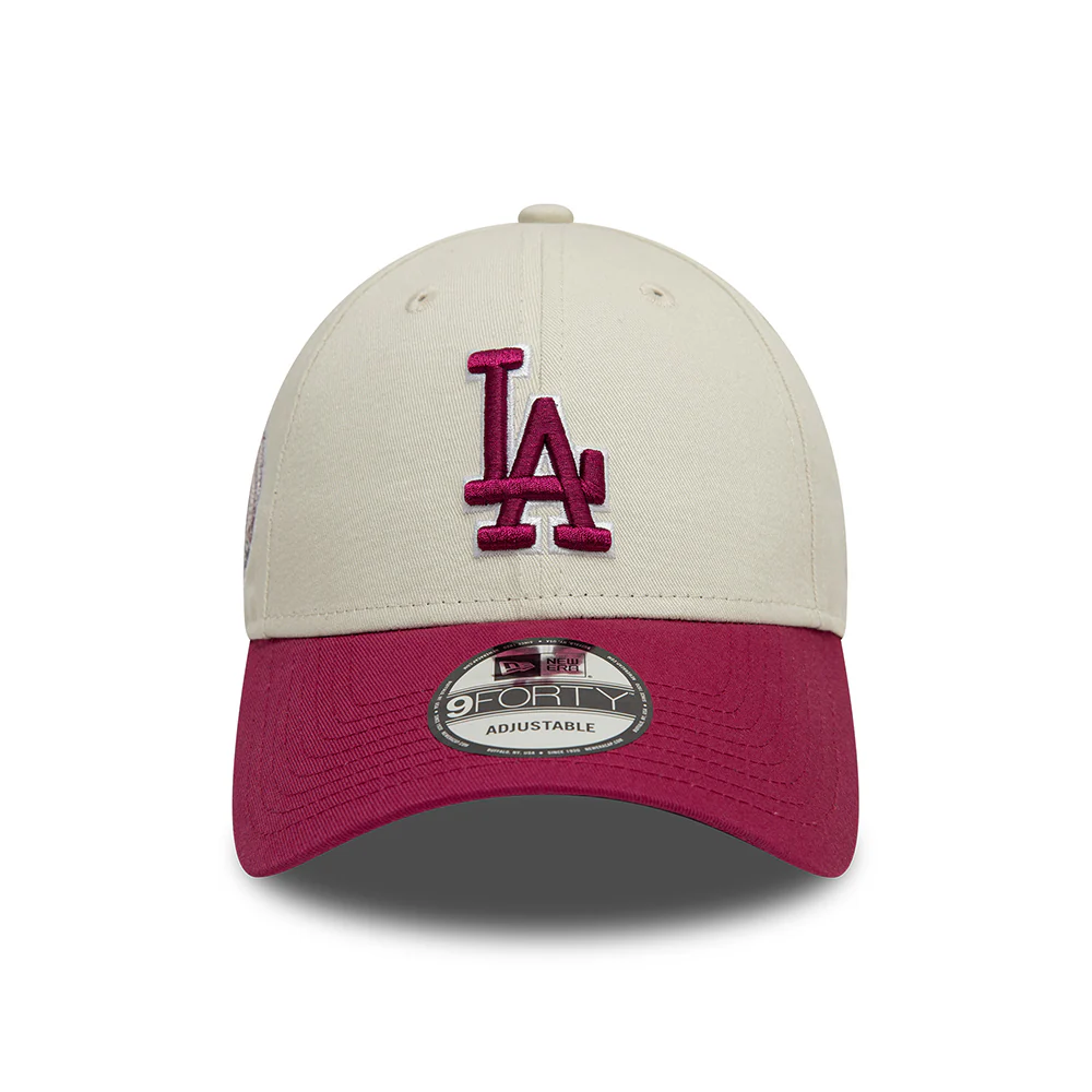 New Era 9FORTY L.A. Dodgers Baseball Cap - MLB World Series Patch - Elfenbein-Kirschrot - Image 2