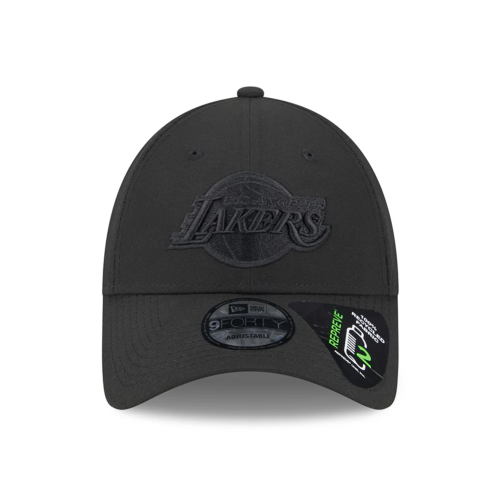 New Era 9FORTY L.A. Lakers Baseball Cap - NBA Repreve Outline - Schwarz auf Schwarz - Image 2