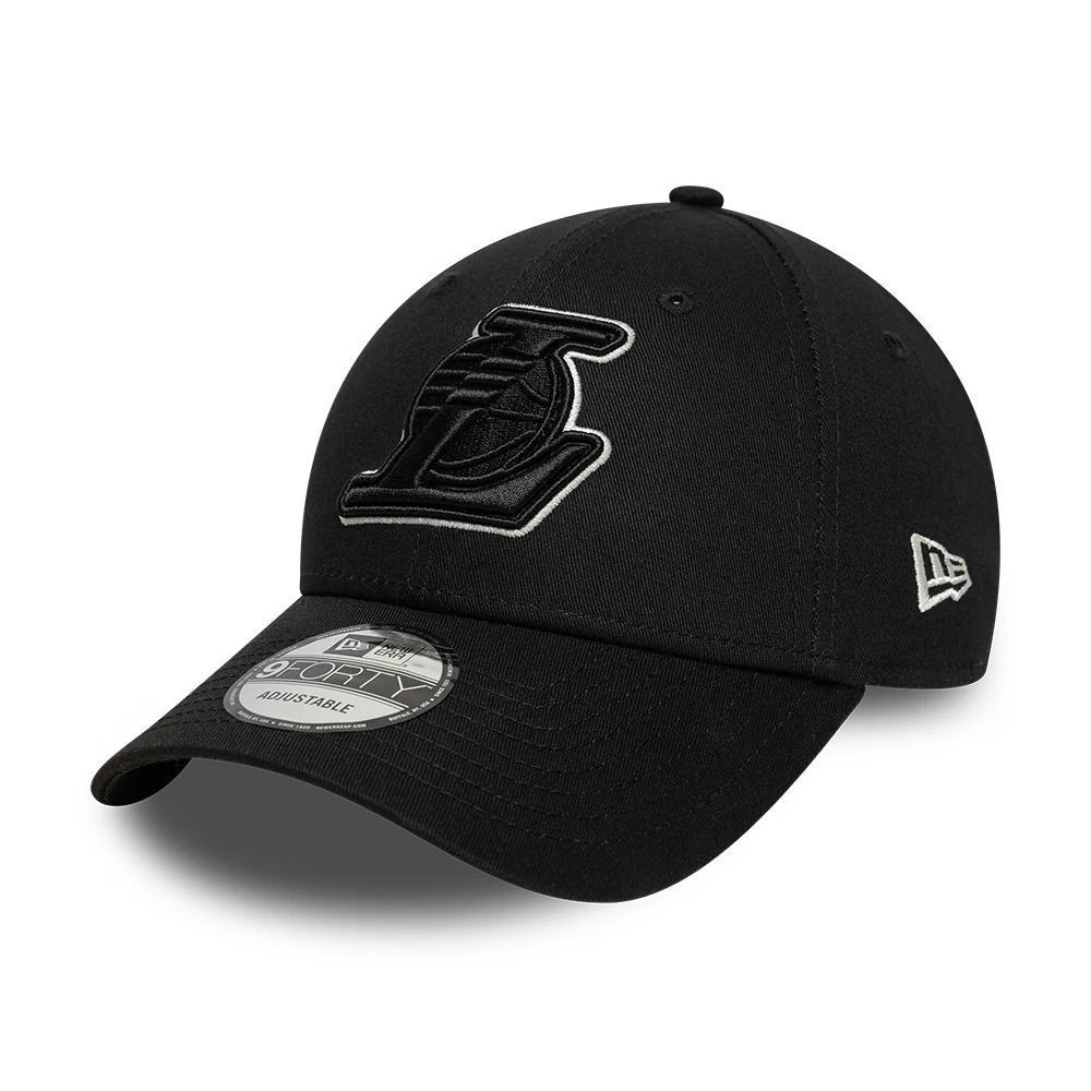 New Era 9FORTY L.A. Lakers Baseball Cap - NBA Team Outline - Schwarz-Weiß