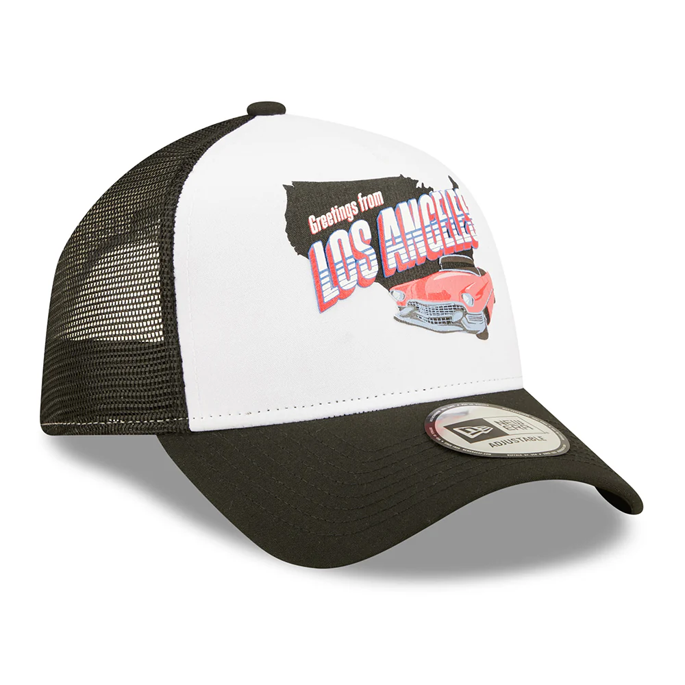 New Era 9FORTY Repreve Los Angeles Trucker Cap - US State Wordmark - Schwarz-Weiß - Image 3