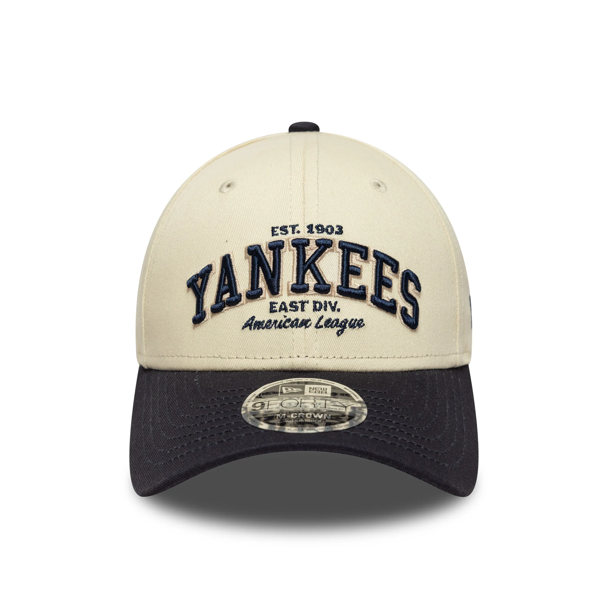 New Era 9FORTY M-Crown New York Yankees Baseball Cap - MLB Wordmark - Cremefarben-Marineblau - Image 2