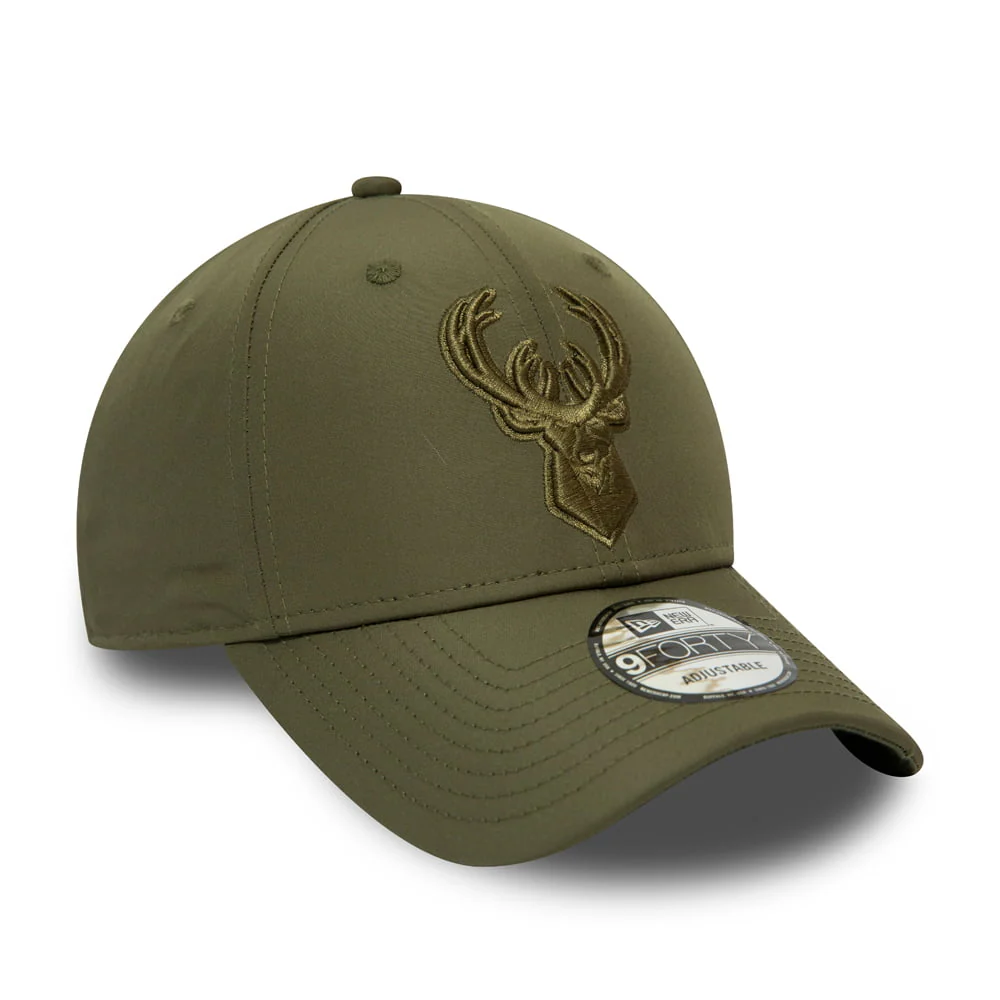 New Era 9FORTY Milwaukee Bucks Baseball Cap NBA Tonal Nylon - Olivgrün - Image 3