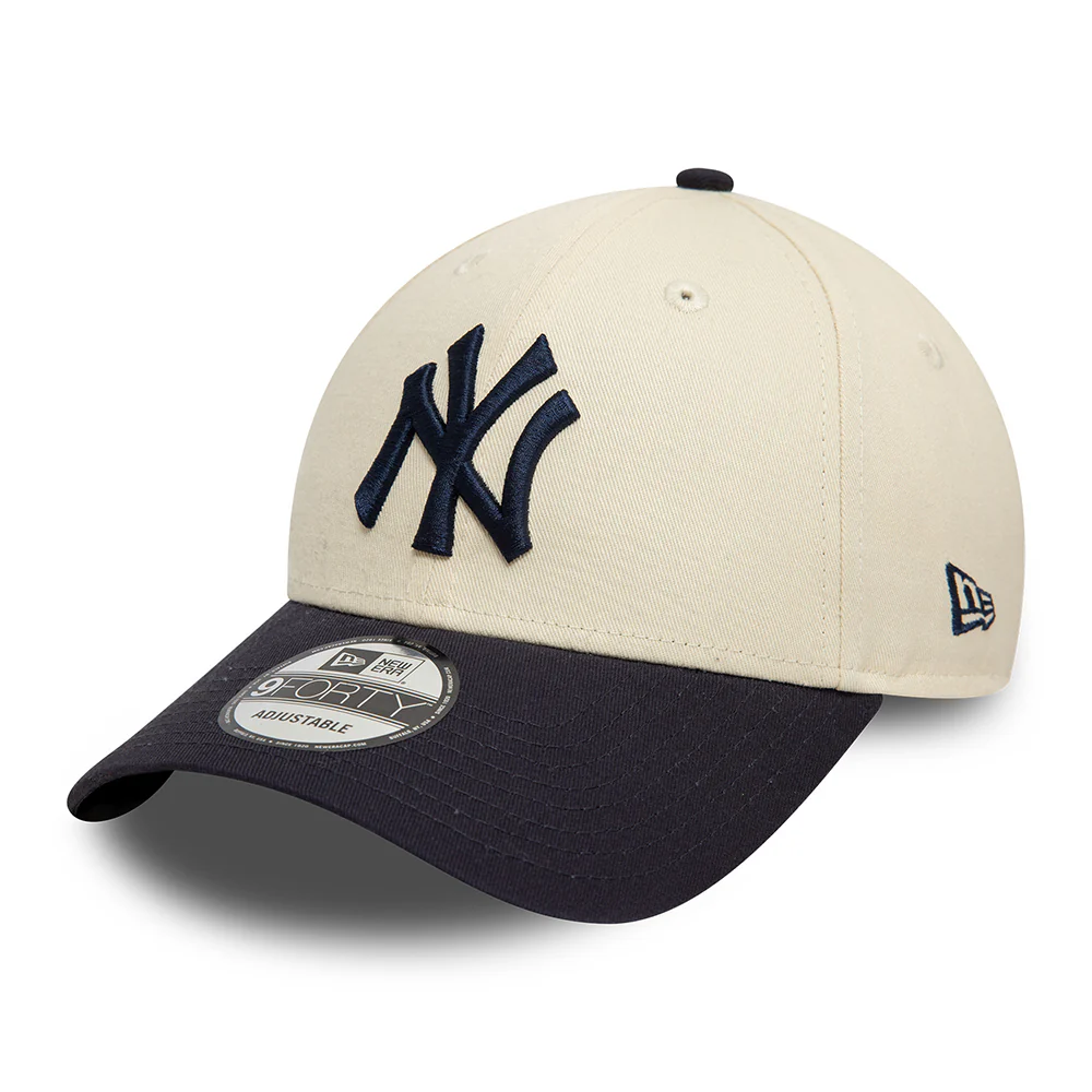 New Era 9FORTY New York Yankees Baseball Cap MLB Colourblock - Cremefarben-Marineblau