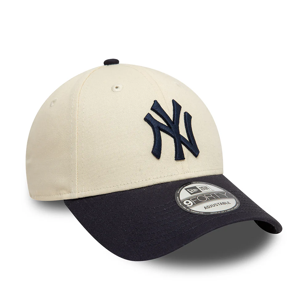 New Era 9FORTY New York Yankees Baseball Cap MLB Colourblock - Cremefarben-Marineblau - Image 3