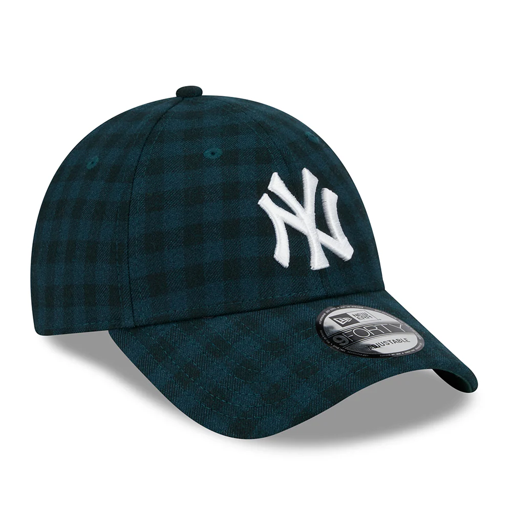 New Era 9FORTY New York Yankees Baseball Cap - MLB Flannel - Dunkelgrün-Weiß - Image 3