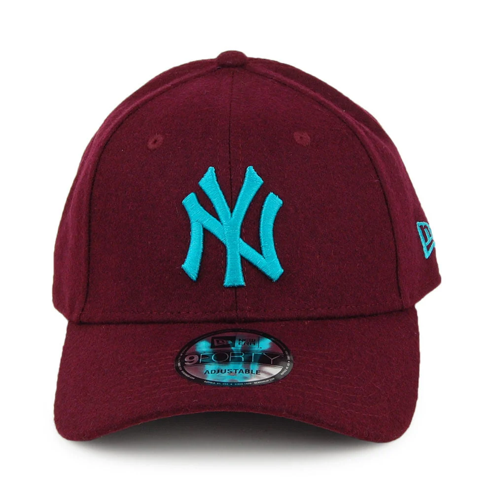 New Era 9FORTY New York Yankees Baseball Cap - MLB Melton - Burgunderrot-Petrol - Image 2