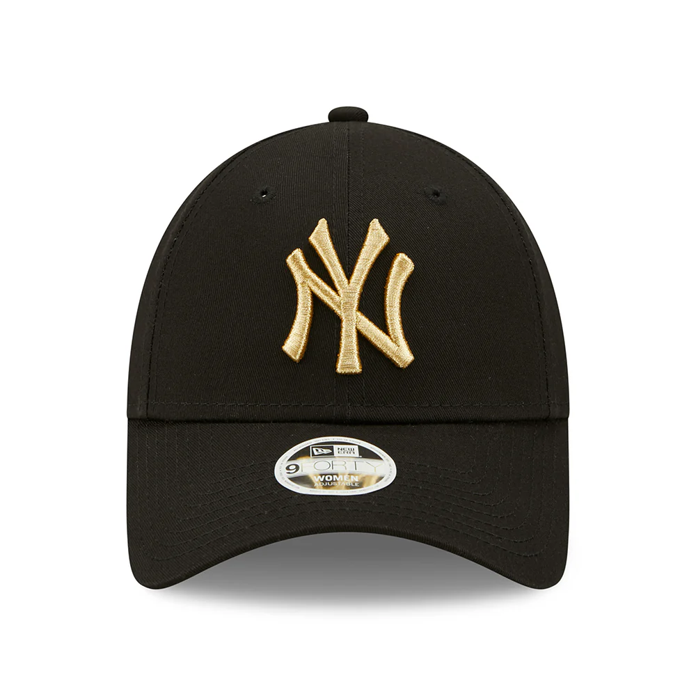 New Era Damen 9FORTY New York Yankees Baseball Cap - MLB Metallic Logo - Schwarz-Gold - Image 2