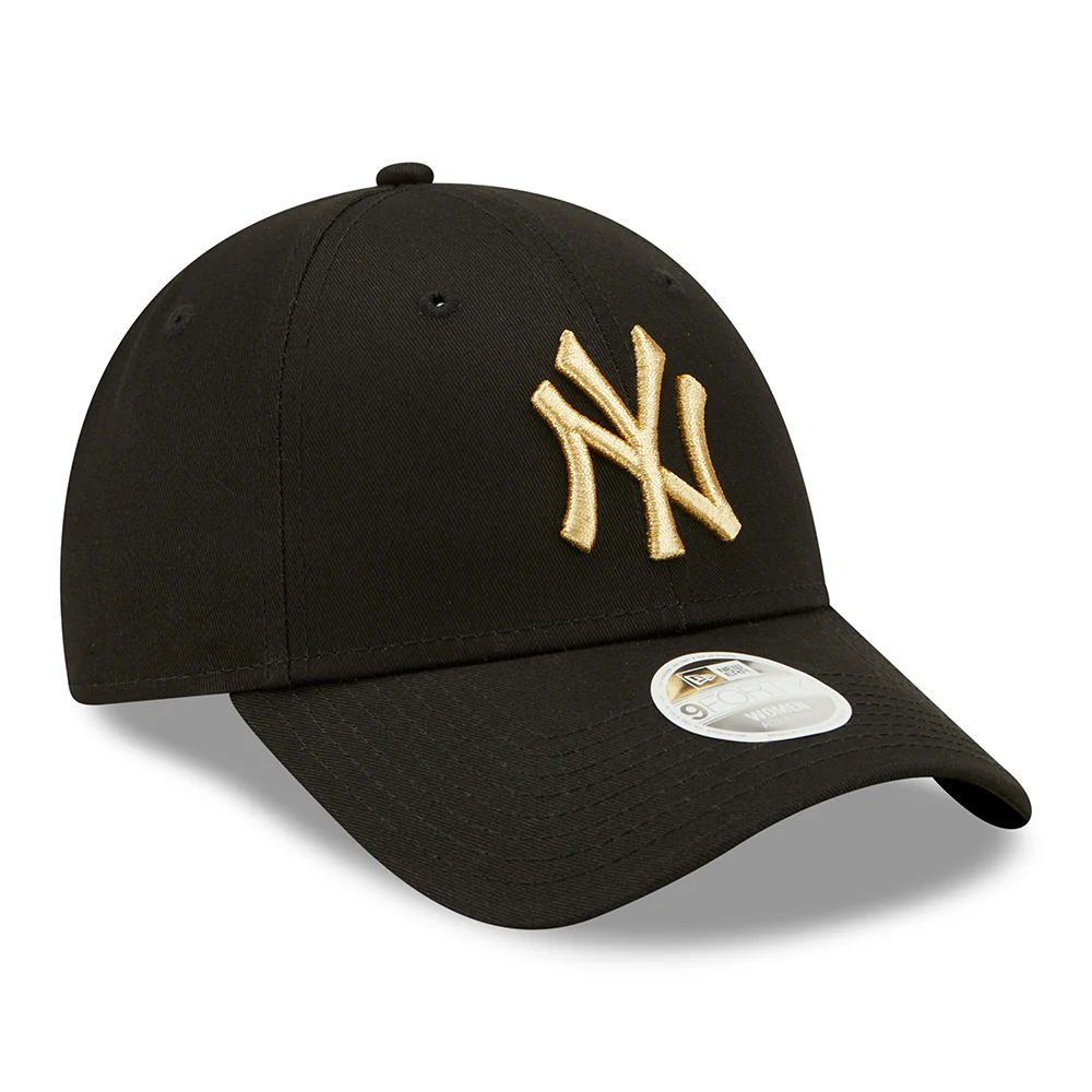 New Era Damen 9FORTY New York Yankees Baseball Cap - MLB Metallic Logo - Schwarz-Gold - Image 3