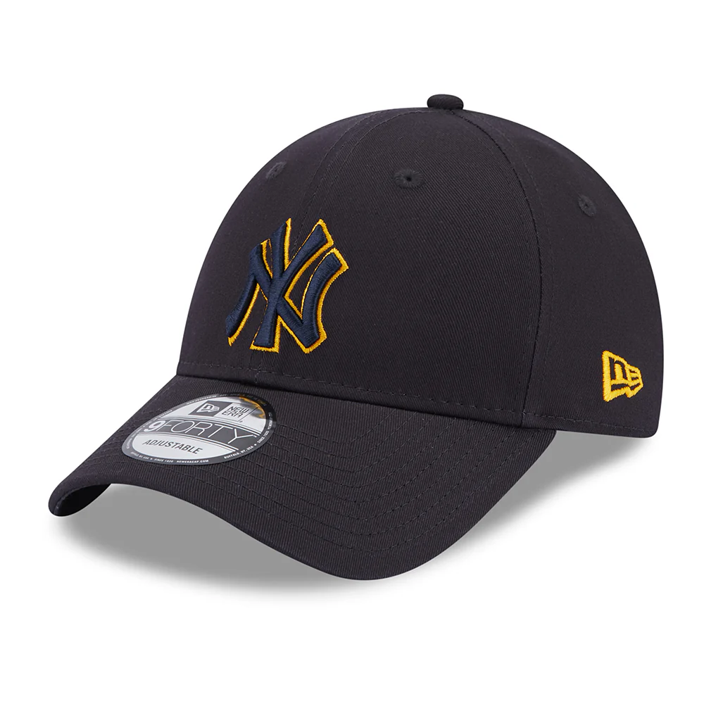 New Era 9FORTY New York Yankees Baseball Cap - MLB Team Outline - Marineblau-Gelb