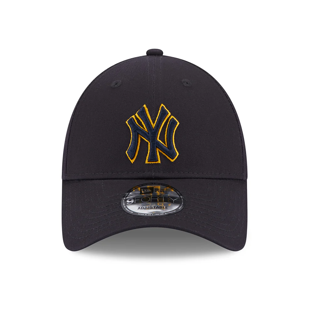 New Era 9FORTY New York Yankees Baseball Cap - MLB Team Outline - Marineblau-Gelb - Image 2