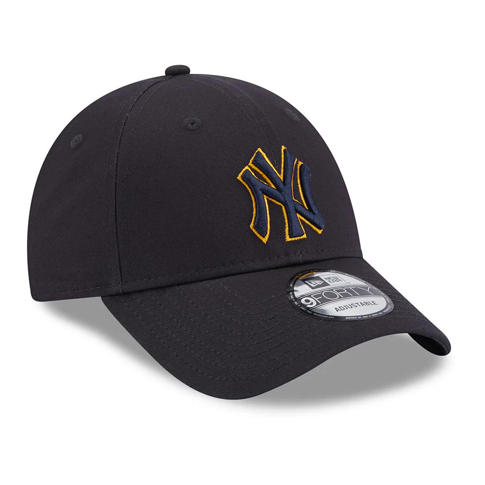 New Era 9FORTY New York Yankees Baseball Cap - MLB Team Outline - Marineblau-Gelb - Image 3