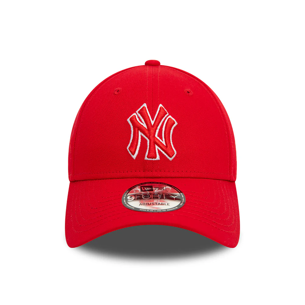New Era 9FORTY New York Yankees Baseball Cap - MLB Team Outline - Scharlachrot-Weiß - Image 2