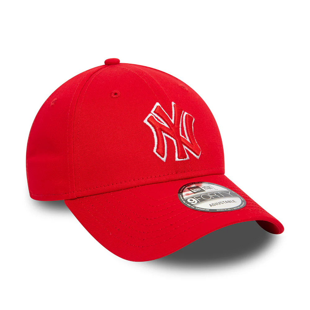 New Era 9FORTY New York Yankees Baseball Cap - MLB Team Outline - Scharlachrot-Weiß - Image 3