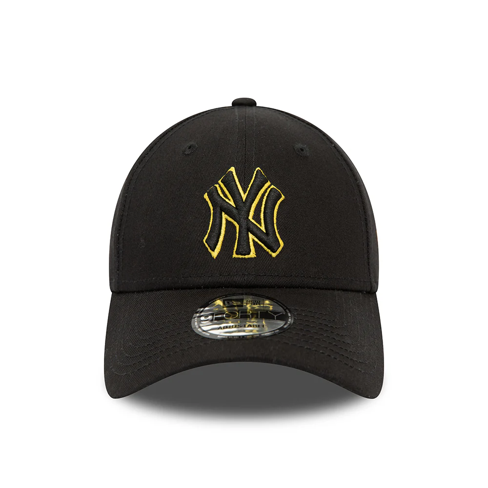 New Era 9FORTY New York Yankees Baseball Cap - MLB Team Outline - Schwarz-Gelb - Image 2