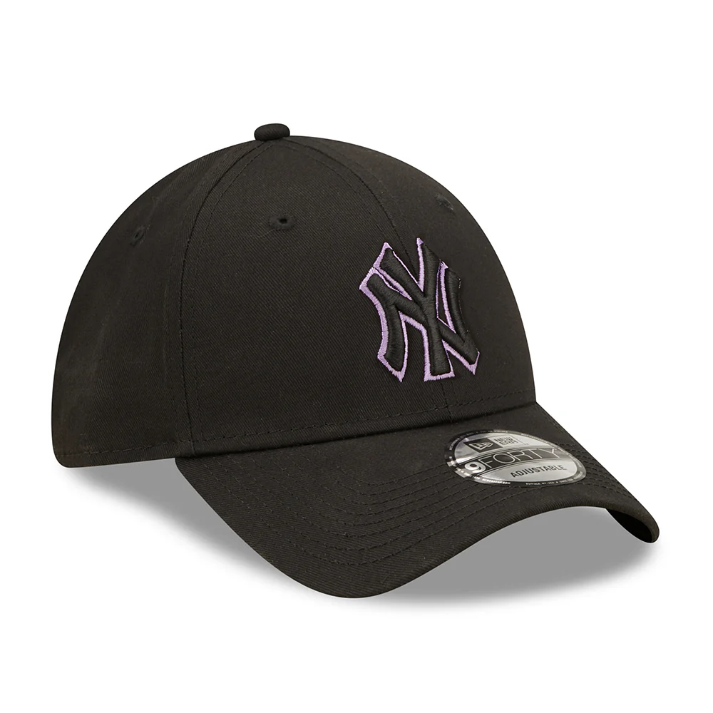 New Era 9FORTY New York Yankees Baseball Cap - MLB Team Outline - Schwarz - Lila - Image 3