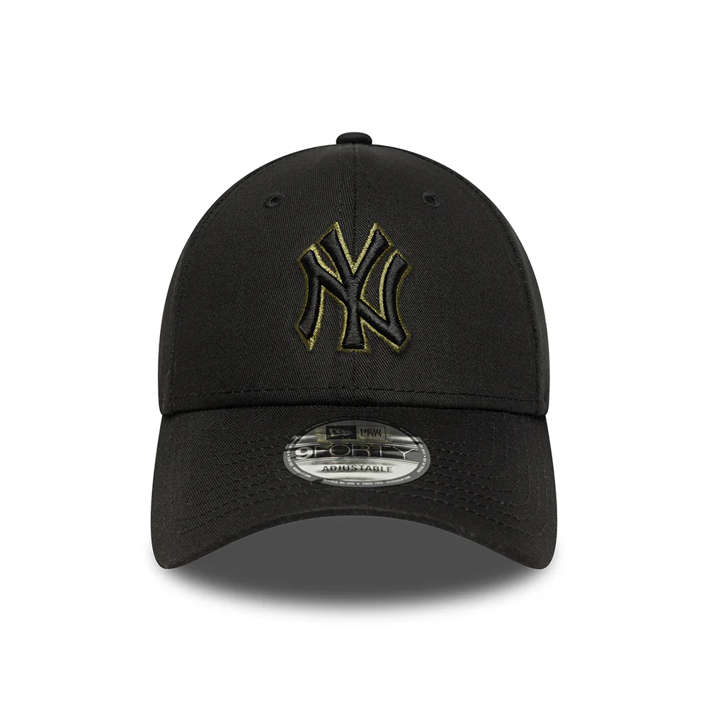 New Era 9FORTY New York Yankees Baseball Cap - MLB Team Outline - Schwarz-Olivgrün - Image 2