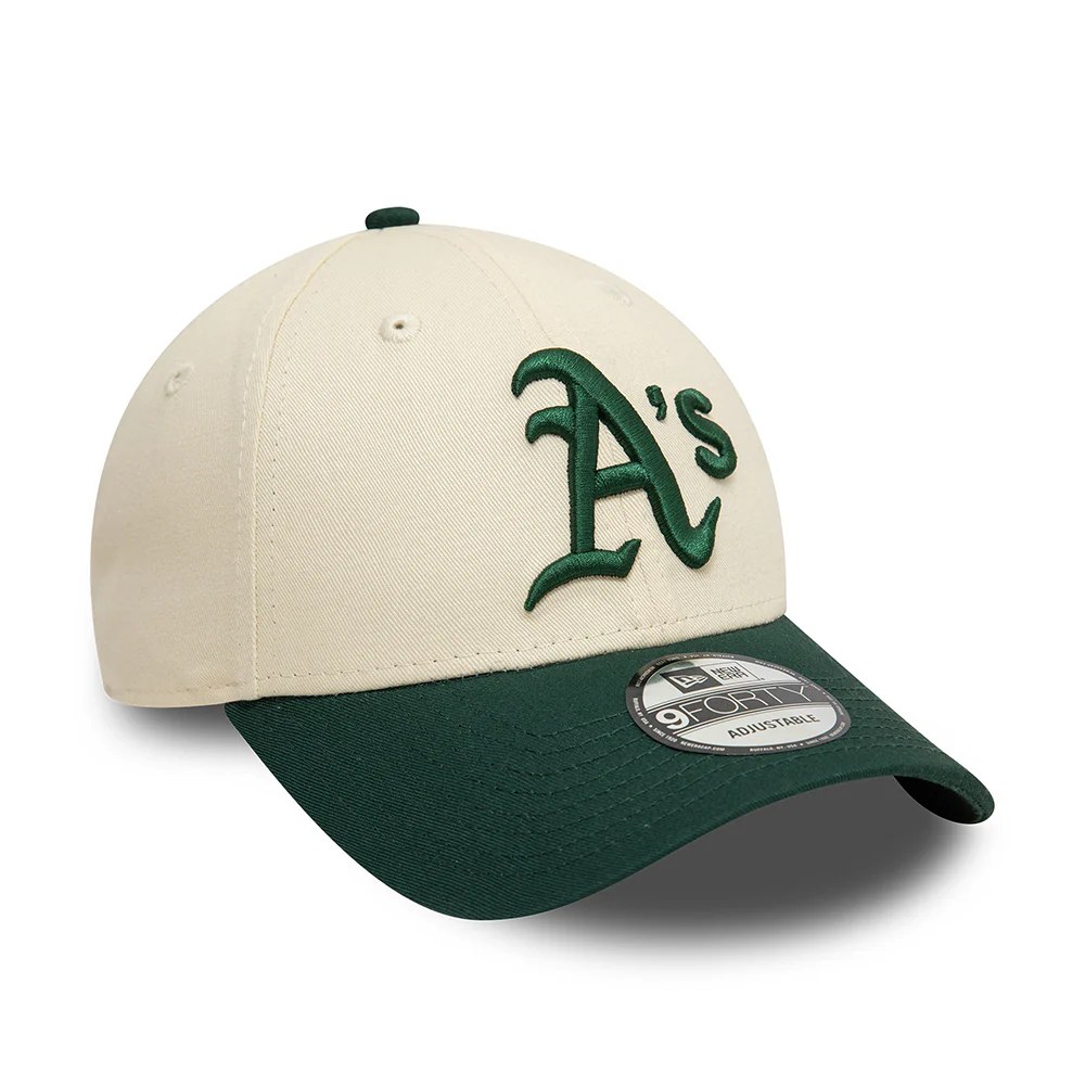 New Era 9FORTY Oakland Athletics Baseball Cap - MLB Colourblock - Cremefarben-Dunkelgrün - Image 3