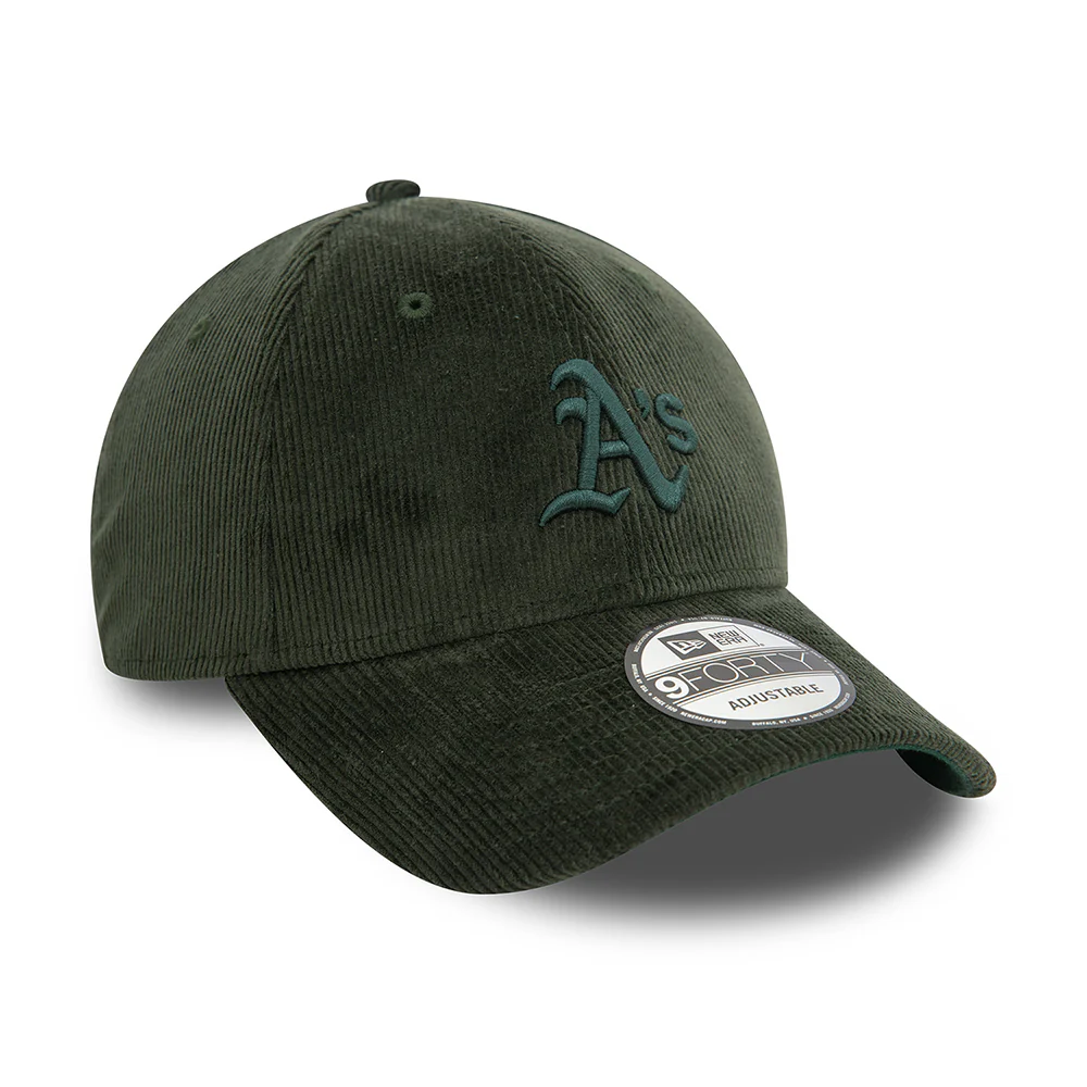 New Era 9FORTY Oakland Athletics Baseball Cap - MLB Cord - Dunkelgrün - Image 3