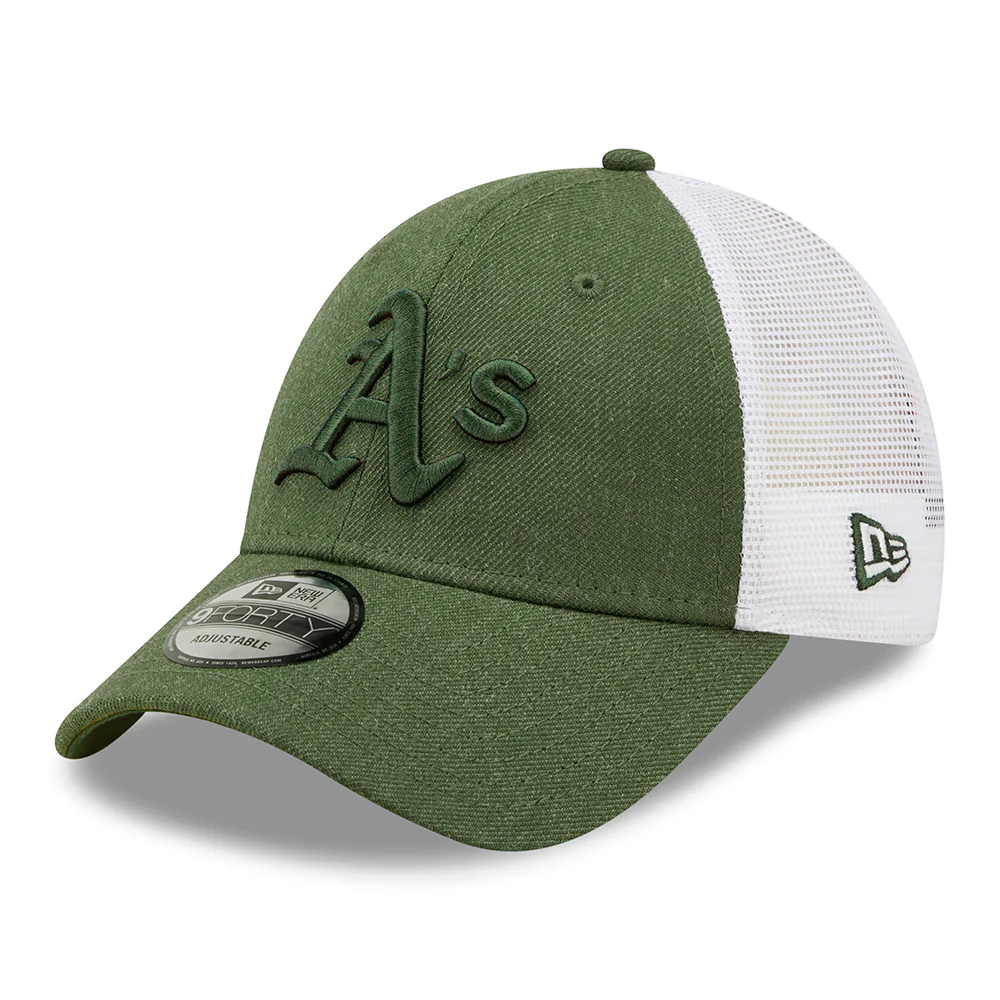 New Era 9FORTY Oakland Athletics Trucker Cap - MLB Home Field - Olivgrün Meliert