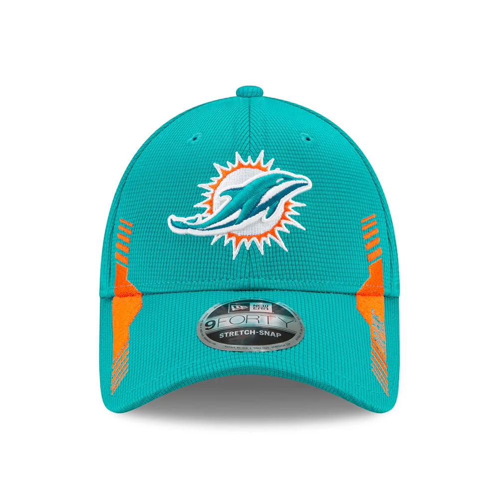 New Era 9FORTY Snap Miami Dolphins Baseball Cap - NFL Sideline Home - Petrol-Orange - Image 2