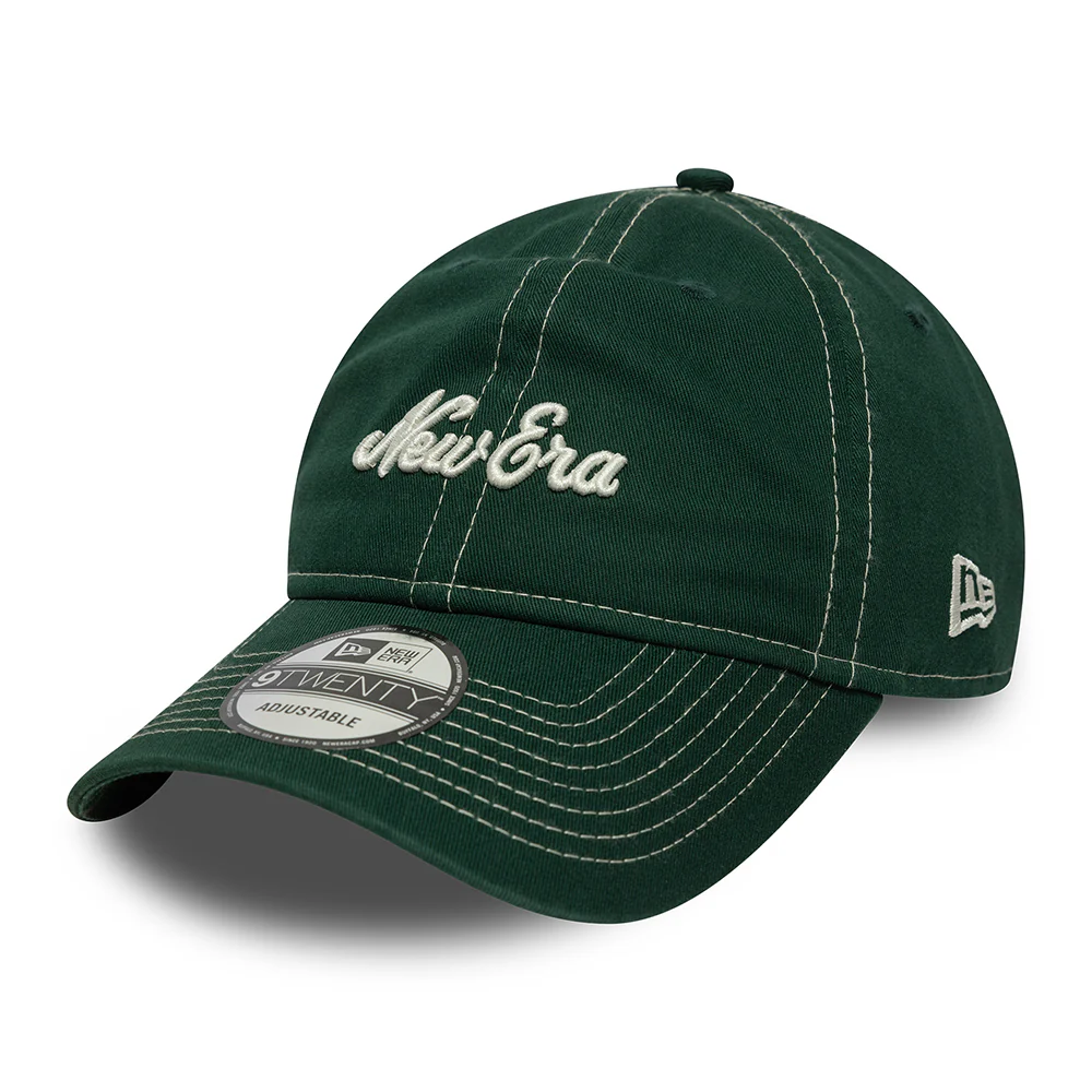 New Era 9TWENTY Baseball Cap aus Baumwolle - Contrast Stitch - Dunkelgrün-Weiß