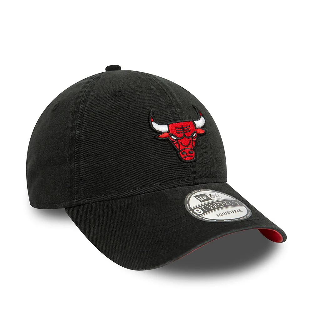 New Era 9TWENTY Chicago Bulls Baseball Cap - NBA Contrast Underbrim - Verwaschenes Schwarz-Rot - Image 3