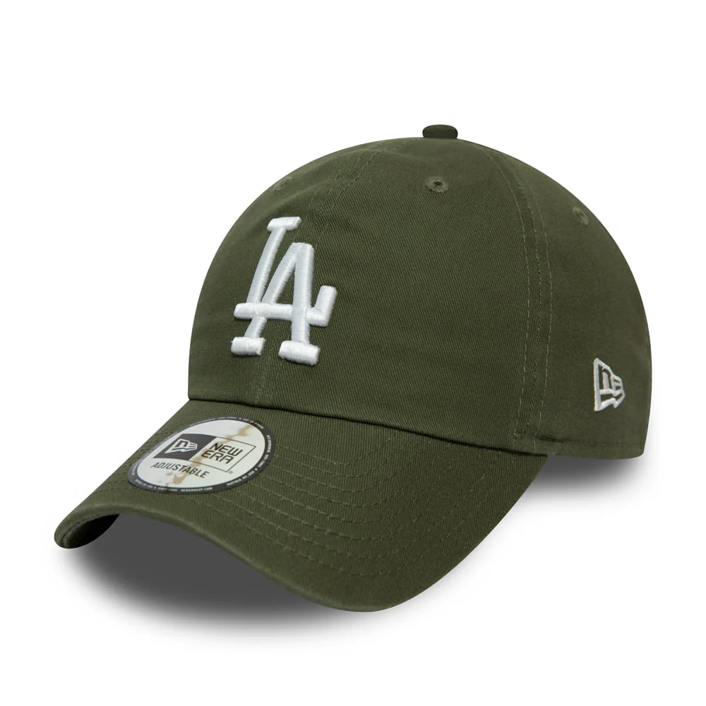 New Era 9TWENTY L.A. Dodgers Baseball Cap MLB Washed Casual Classic - Olivgrün-Weiß