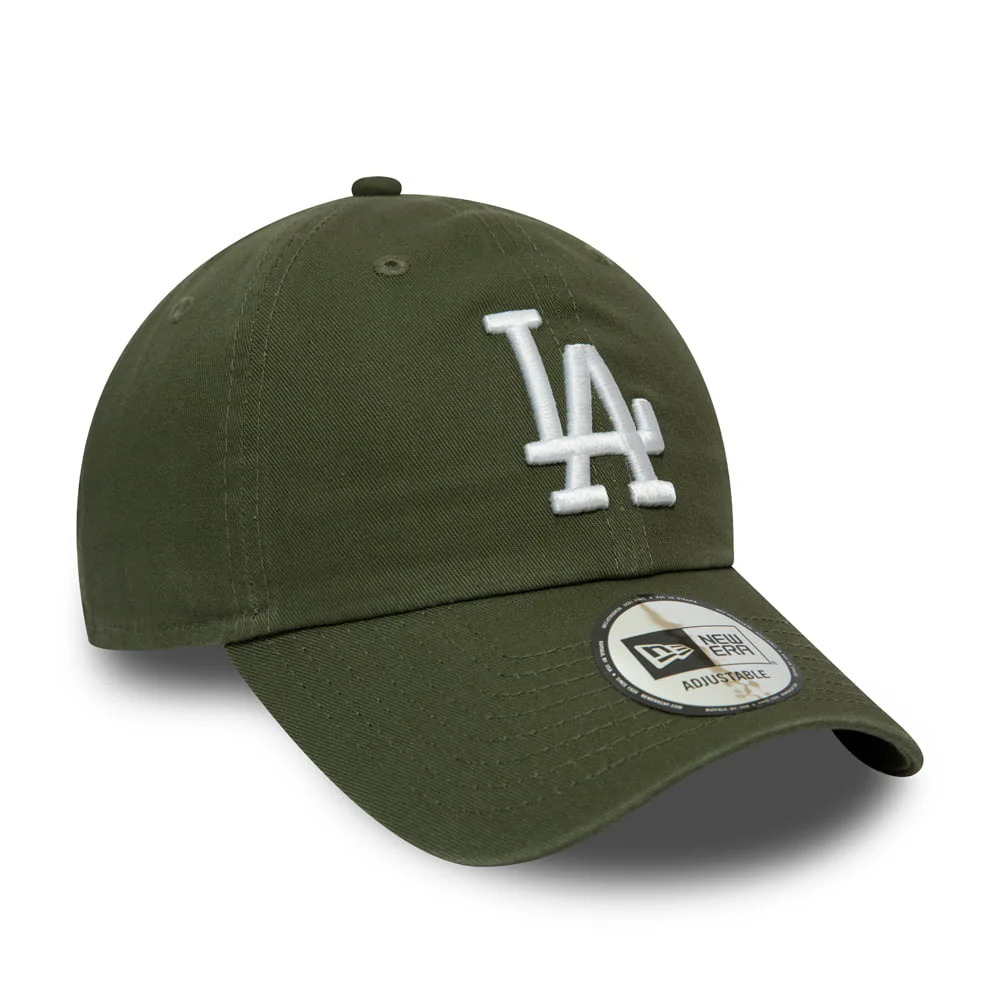 New Era 9TWENTY L.A. Dodgers Baseball Cap MLB Washed Casual Classic - Olivgrün-Weiß - Image 3