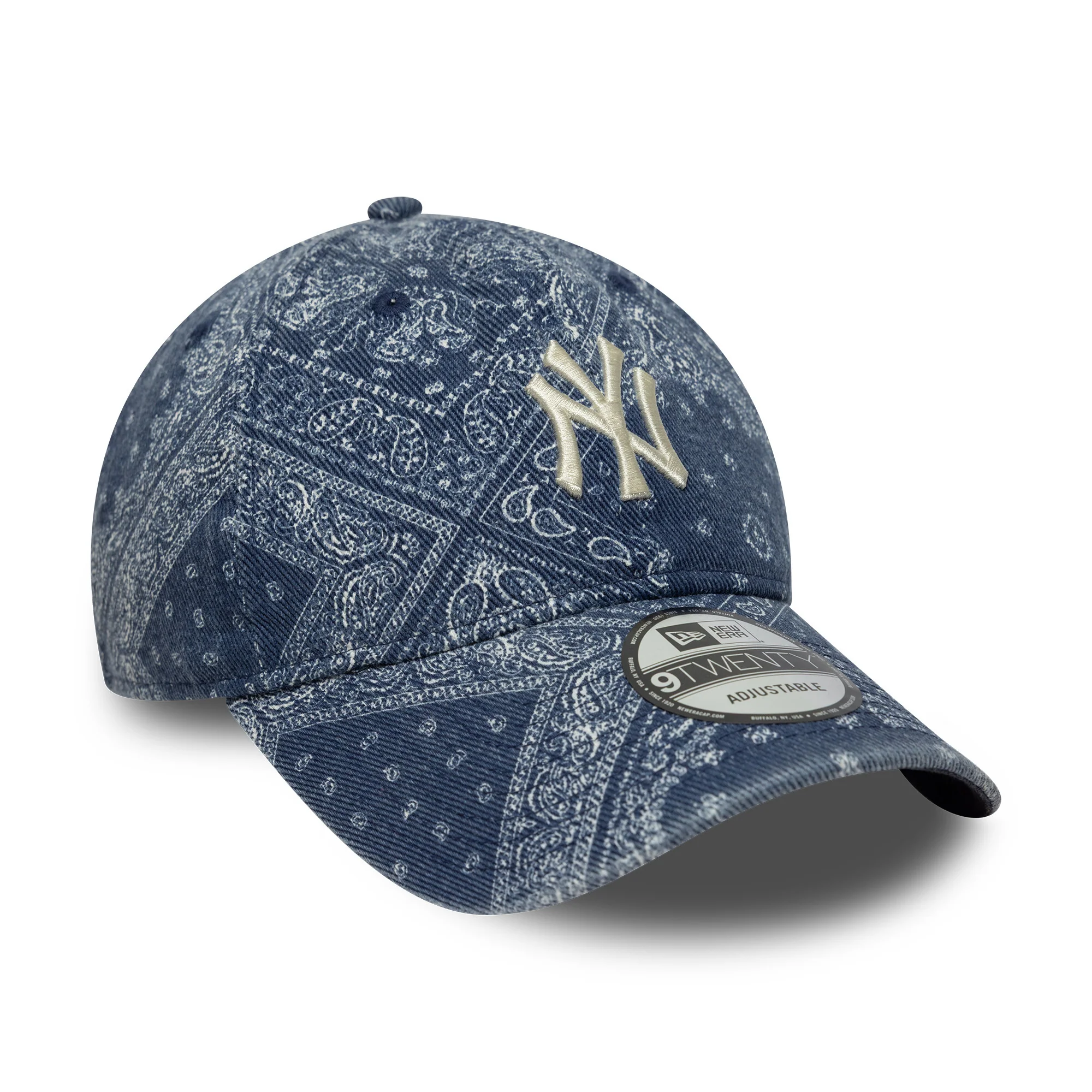 New Era 9TWENTY New York Yankees Baseball Cap - MLB Washed Paisley - Denim - Image 3