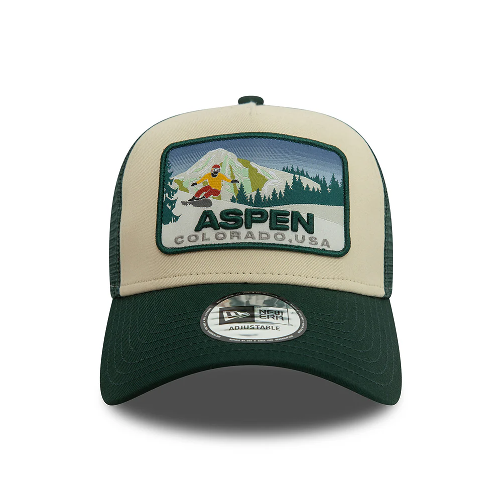 New Era A-Frame Aspen Trucker Cap - Ski Patch - Dunkelgrün-Cremeweiß - Image 2