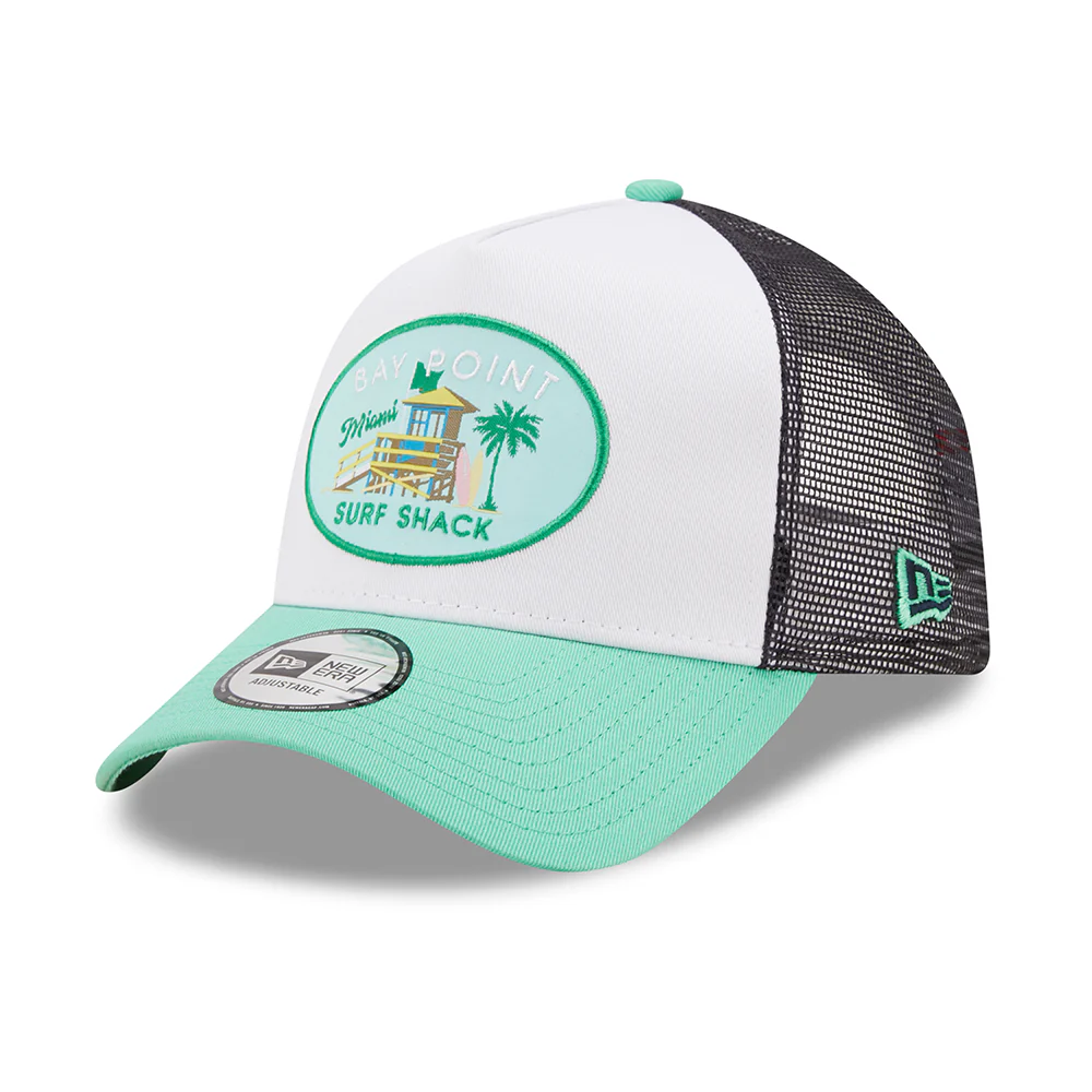 New Era A-Frame Bay Trucker Cap - Location Icon - Türkis-Weiß