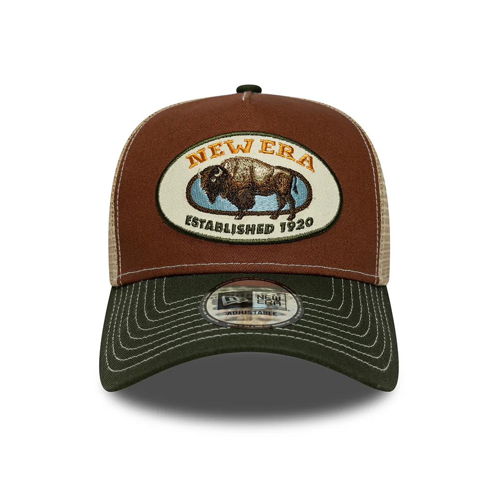 New Era A-Frame Bison Trucker Cap - Animal Patch - Braun-Olivgrün-Sand - Image 2