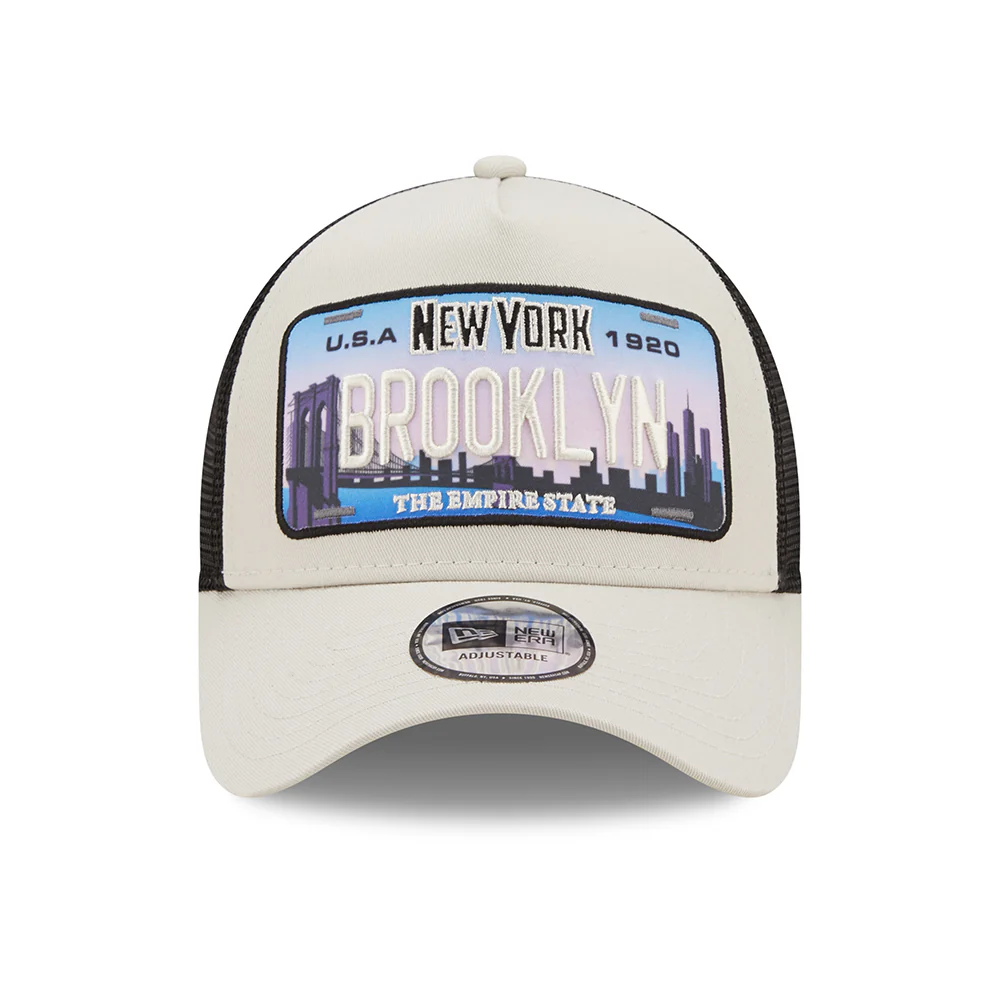 New Era 9FORTY A-Frame Brooklyn Trucker Cap - License Plate - Steingrau-Schwarz - Image 2