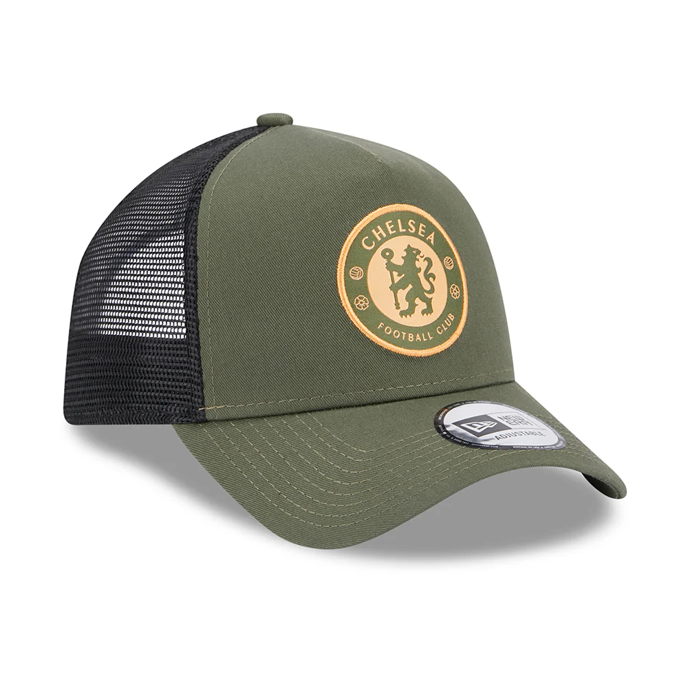 New Era A-Frame Chelsea FC Trucker Cap - Seasonal Lion Crest - Olivgrün-Schwarz - Image 3