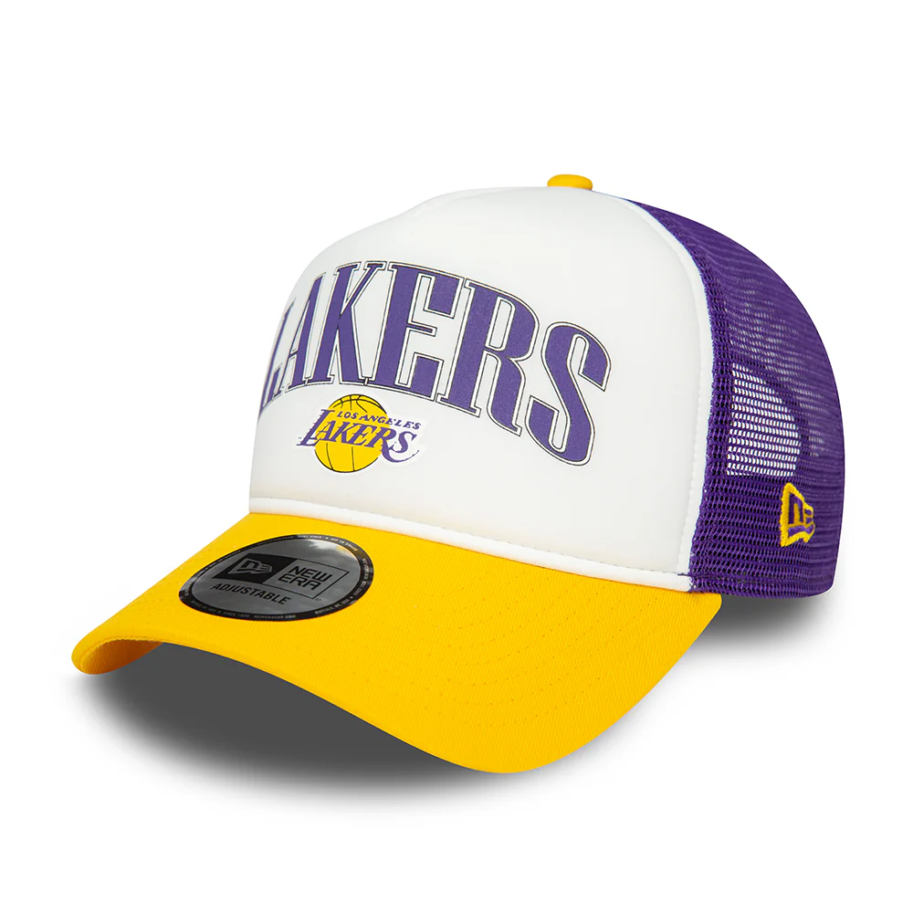 New Era A-Frame L.A. Lakers Trucker Cap NBA Retro - Weiß-Gelb-Lila