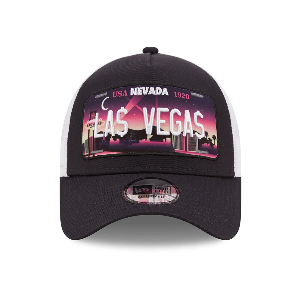 New Era 9FORTY A-Frame Las Vegas Trucker Cap - License Plate - Marineblau-Weiß - Image 2
