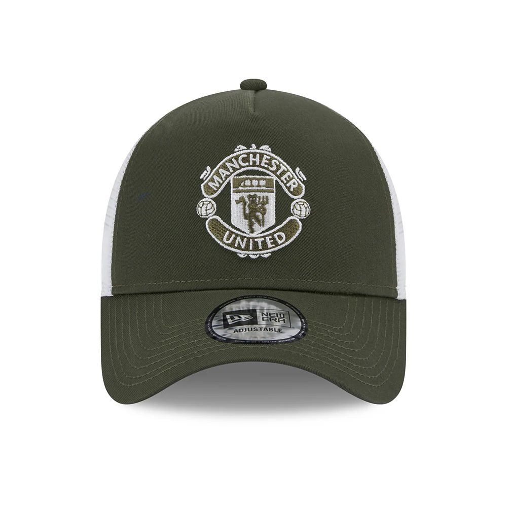 New Era A-Frame Manchester United FC Trucker Cap - Seasonal - Olivgrün-Weiß - Image 2