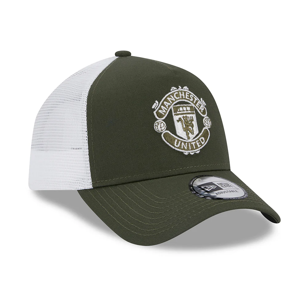 New Era A-Frame Manchester United FC Trucker Cap - Seasonal - Olivgrün-Weiß - Image 3
