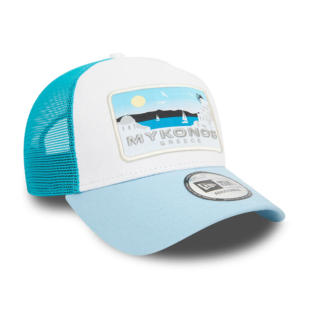 New Era A-Frame Mykonos Trucker Cap - NE Summer - Weiß-Hellblau - Image 2