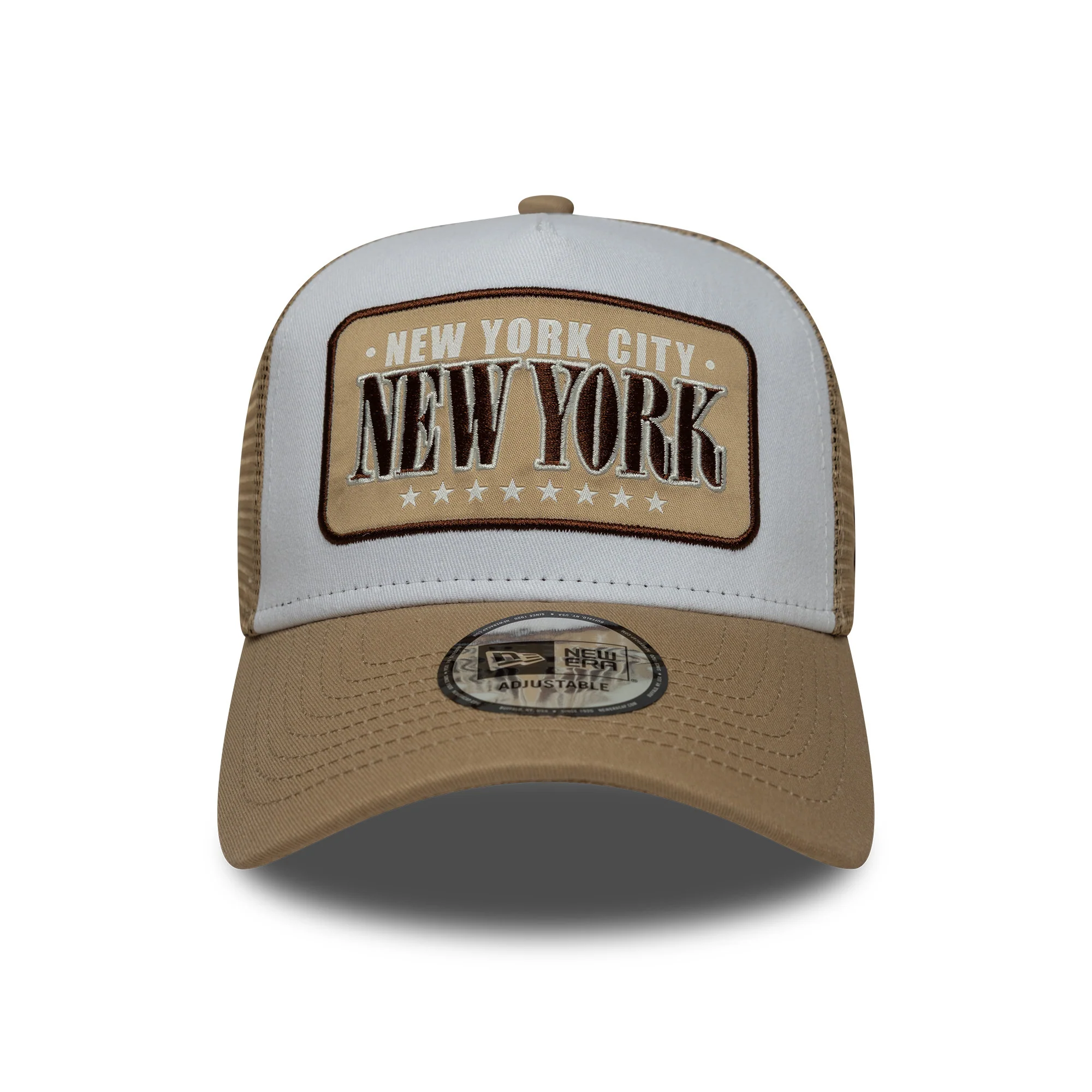 New Era A-Frame New York City Trucker Cap - Location Patch - Weiß-Kamel - Image 2