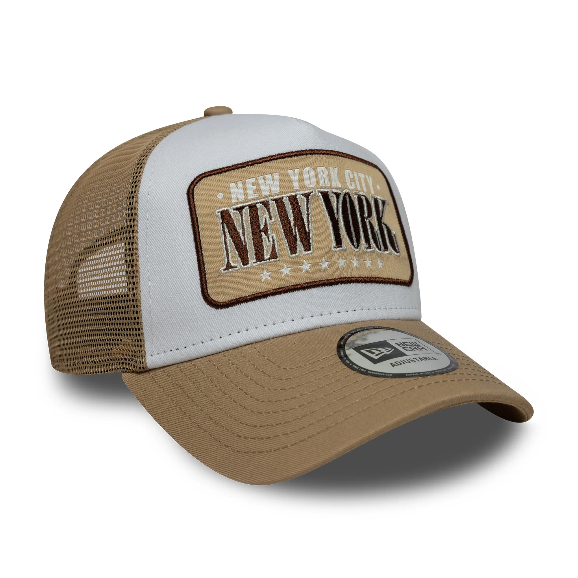 New Era A-Frame New York City Trucker Cap - Location Patch - Weiß-Kamel - Image 3