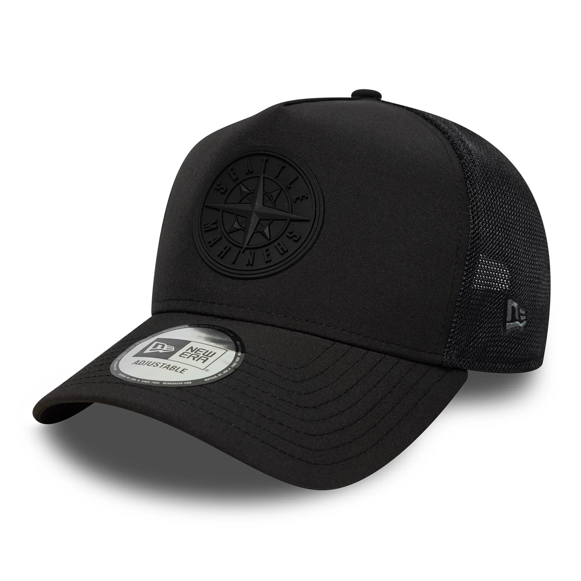 New Era A-Frame Seattle Mariners Trucker Cap - MLB Sport Featherweight - Schwarz auf Schwarz