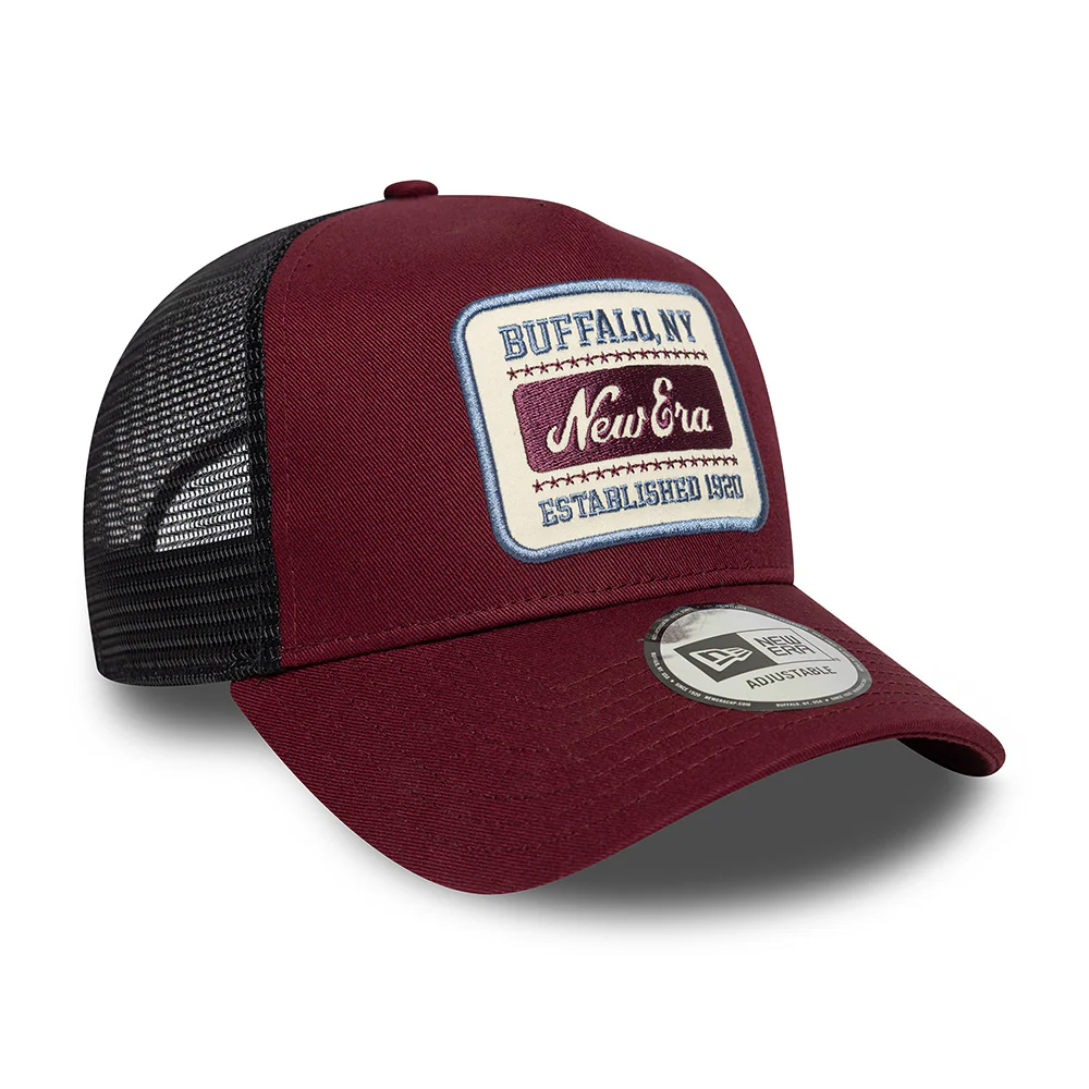 New Era A-Frame Trucker Cap - NE Patch - Burgunderrot - Image 3