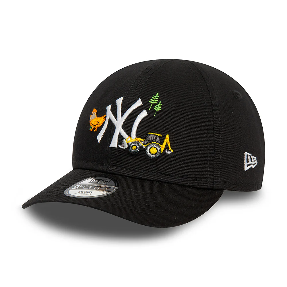 New Era Baby 9FORTY New York Yankees Baseball Cap - MLB Icon - Schwarz-Weiß