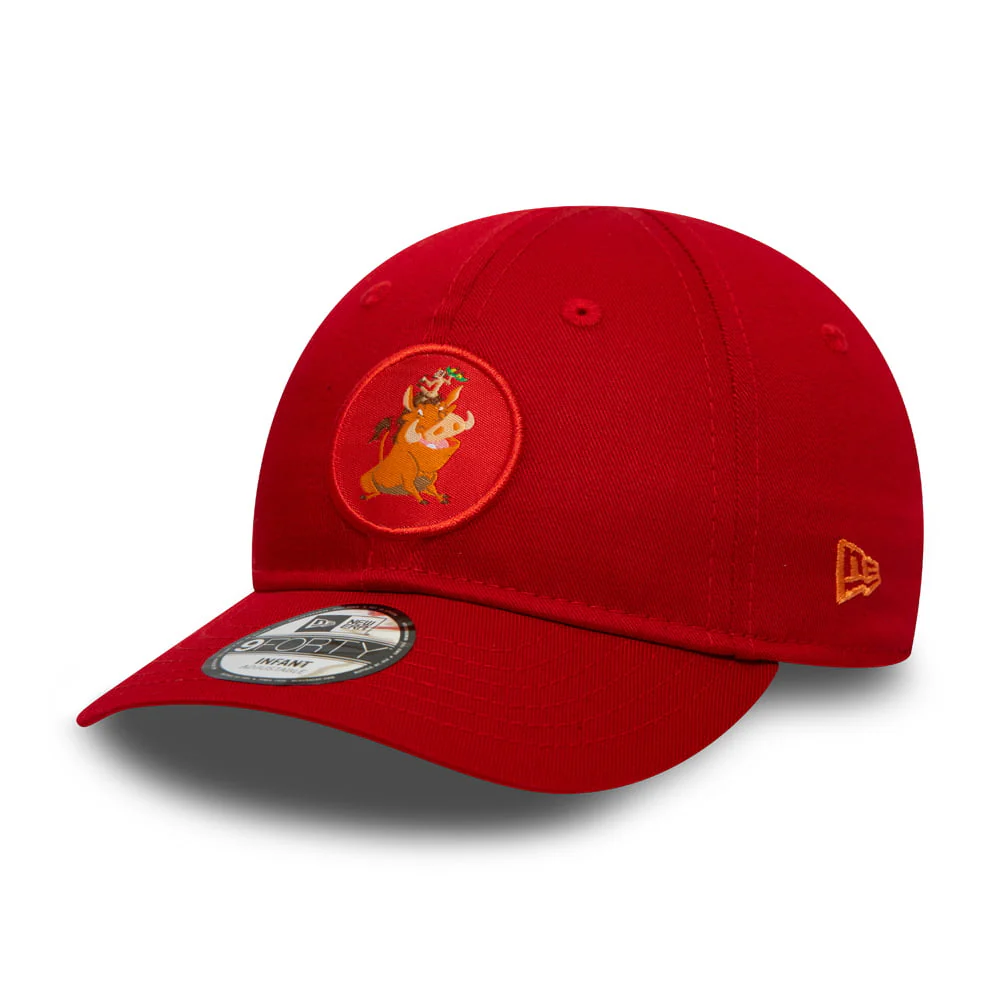 New Era Baby 9FORTY Timon and Pumbaa Baseball Cap - Disney Character Logo - Scharlachrot